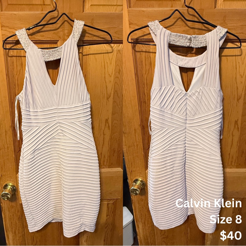 Calvin Klein White Pleated Dress